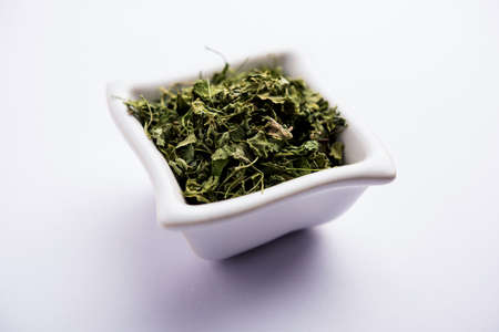 Kasuri Methi / Kasoori Methi or dried fenugreek leaves also known as Trigonella Foenum Graecumの写真素材