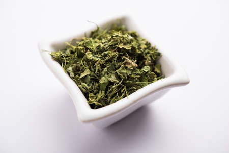 Kasuri Methi / Kasoori Methi or dried fenugreek leaves also known as Trigonella Foenum Graecumの写真素材