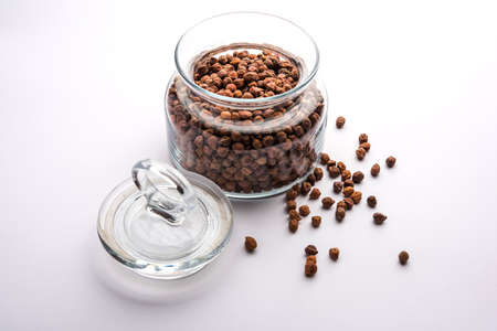 Black Chick Pea or Kala Chana in a bowl, selective focusの写真素材