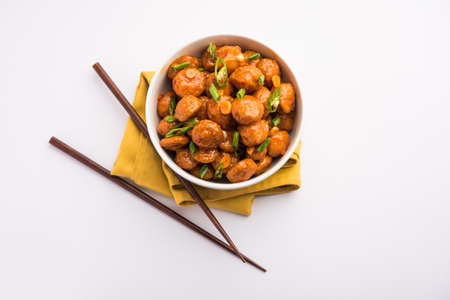 Soya Chunks Manchurian dry or with Gravyの写真素材