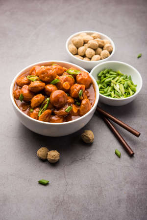 Soya Chunks Manchurian dry or with Gravyの写真素材