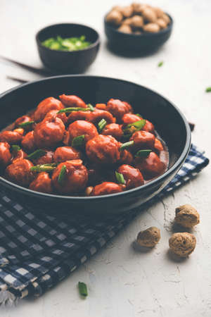 Soya Chunks Manchurian dry or with Gravyの写真素材