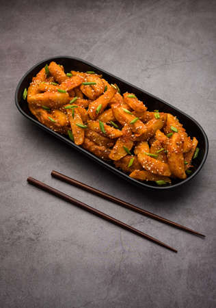 Honey Chilli Potato is a popular Indian Chinese foodの写真素材