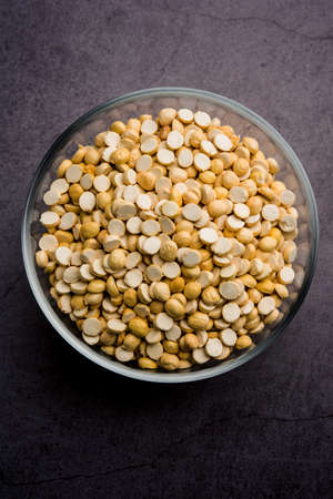 Roasted Split Chickpea Daliya / Dalia or Chana Dal is a popular healthy roadside snack from India