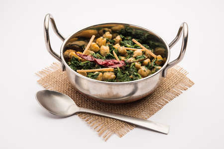 Palak Chana Sukhi Sabzi or Spinach Chickpea Dry recipe
