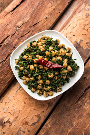 Palak Chana Sukhi Sabzi or Spinach Chickpea Dry recipe