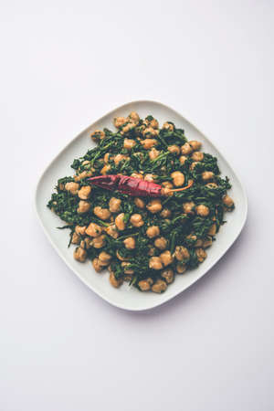 Palak Chana Sukhi Sabzi or Spinach Chickpea Dry recipeの写真素材