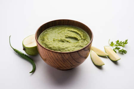 Green mango chutney, also known as raw mango chutney, is an Indian chutney prepared from unripe...