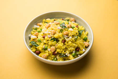Power Kabuli Chana Poha or Protein Rich Choley Pohe, Popular Maharashtrian, Indian breakfast recipe,...