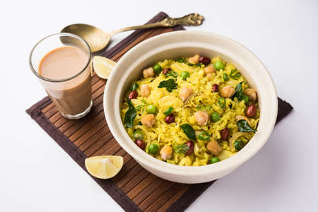 Power Kabuli Chana Poha or Protein Rich Choley Pohe, Popular Maharashtrian, Indian breakfast recipe,...