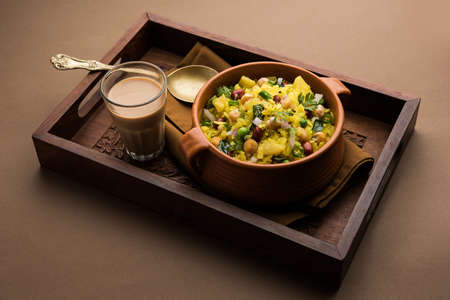 Power Kabuli Chana Poha or Protein Rich Choley Pohe, Popular Maharashtrian, Indian breakfast recipe,...