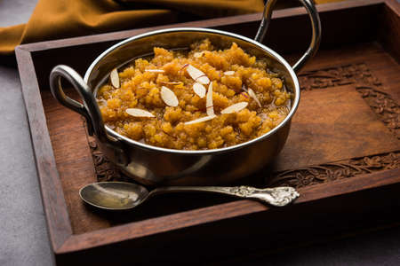 Moong dal halwa is a classic Indian sweet dish made with moong lentils, sugar, ghee and cardamom...