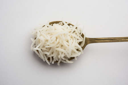 Long Basmati Rice in cooked form is an Indian main course food, served in a bowl. selective focusの写真素材