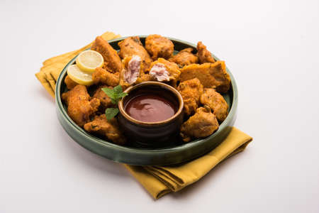 Chicken Pakora or pakoda or fritters is a popular Indian snack in which boneless chicken pieces are...