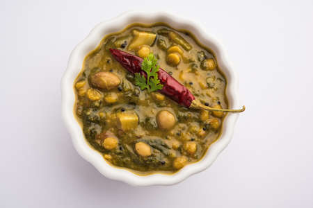 Healthy Dal Palak or yellow Toor Spinach DaalÂ recipe also known as Patal Bhaji in India, served...
