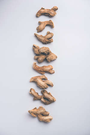 Dried Organic Ginger or Dry Adrak also known as Sonth in Indiaの写真素材
