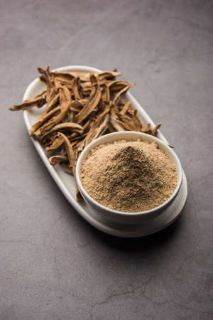 dry mango powder also known as Amchoor or Amchur, it's an Indian Spice with dried fruitの写真素材