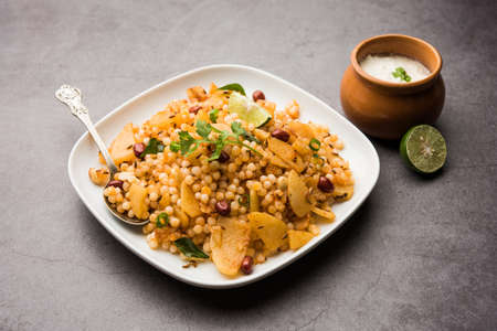 Sabudana khichdiÂ / Khichadi is an Indian Fasting Recipe or Vrat food consumed during navratri, ekadashi or ganesh chaturthiの写真素材