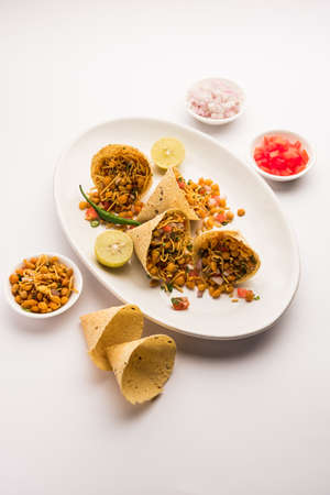 ChatpataÂ Papad Cone chat or chaatÂ is a quick and simple IndianÂ Tea timeÂ snack recipe