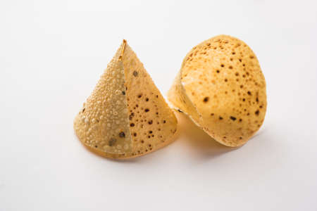 Papad Cones or Papadum in Cone shape, Traditional indian side dish