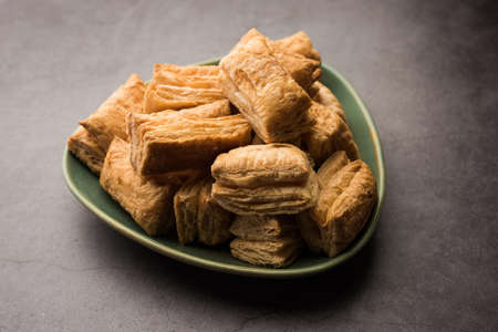 KhariÂ Puff biscuit orÂ crispyÂ pastry is an Indian tea time snackの写真素材