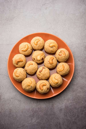 Indian Sweet Rava Laddu or Rawa Laddoo or semolina sweet balls also known asÂ suji ladoo