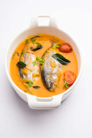 Spicy Fish Curry - kerala, konkan, bengal, goa style in Red and brown colour, served with riceの写真素材