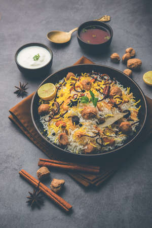 Soybean Biryani - Basmati rice cooked with Soyabean or Soy Chunks and spices, also called Pulao or...