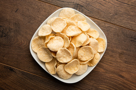 Deep fried Khichiya Papad or rice pappad, Traditional Indian Snacks