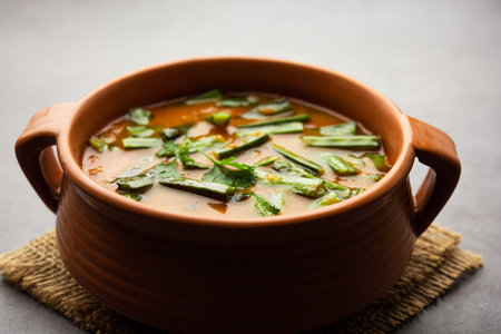 Gavarfali or gawar or Gavar sabziÂ recipe made usingÂ cluster beansÂ in gravyÂ or dry fryの写真素材