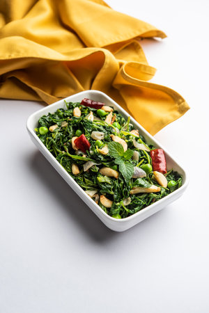 Dhaba Style Lasuni or Lasooni Methi fry sabzi made using fresh fenugreek leaves, onion and garlic...