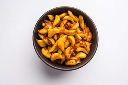 Garlic PickleÂ or Veluthulli Achar made using lahsun is one of the most desired and easy to prepare side dish from Indiaの写真素材