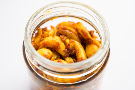 Garlic PickleÂ or Veluthulli Achar made using lahsun is one of the most desired and easy to prepare side dish from Indiaの写真素材