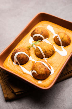 Malai Kofta CurryÂ is an indian cuisine dish with potato cottage cheese fried balls in onion tomato gravy with spicesの写真素材