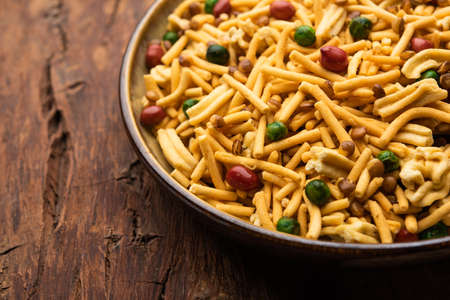 Bombay mix or Chanachur or Chiwda or farsan is an Indian snack mix, popular tea-time food from India