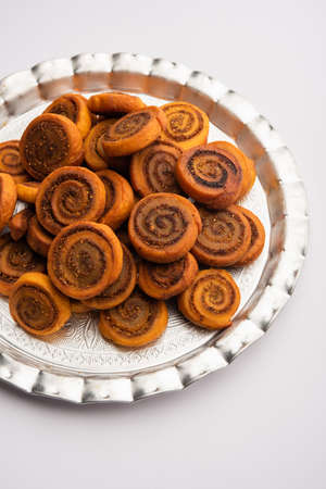 Indian Traditional tasty Snack Bhakarwadi Also Known as Bakarwadi, Bakarvadi, BhakarVadi or Bakar...