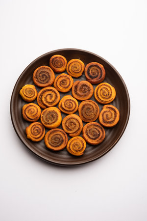 Indian Traditional tasty Snack Bhakarwadi Also Known as Bakarwadi, Bakarvadi, BhakarVadi or Bakar...