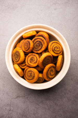 Indian Traditional tasty Snack Bhakarwadi Also Known as Bakarwadi, Bakarvadi, BhakarVadi or Bakar...