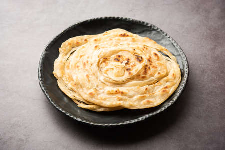 Laccha Paratha is a layered Puffed Flatbread with lots of ghee or oilの写真素材
