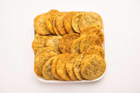 Palak or Methi Mathri - Salted Fenugreek or spinach leaves mixed Crackers are popular in India
