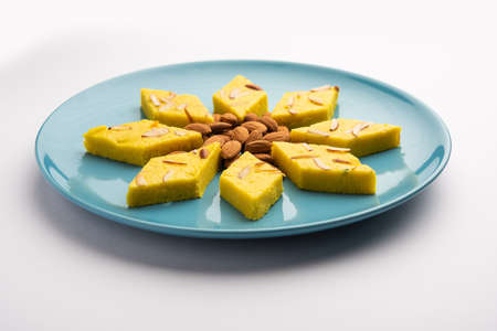 Indian Sweet Food Badam Barfi Also Known As Almond Sweet burfi or Mithai, barfeeの写真素材