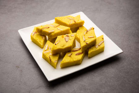 Indian Sweet Food Badam Barfi Also Known As Almond Sweet burfi or Mithai, barfeeの写真素材