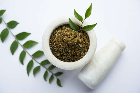 Curry leaves powder or Karivepaku or karuveppilai podiの写真素材