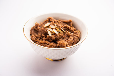 Singoda or singada Sheera,  recipe made using water chestnutの写真素材