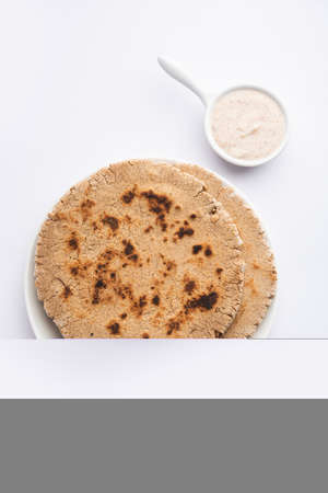 singhara atta roti or singoda or water chestnut paratha or flatbreadの写真素材