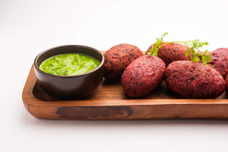 Beet Root Patties or cutlet or tikki served with green chutney
