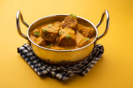 Besan Gatte Ki Sabzi or Gatta Curry Recipe, popular rajasthani menu for lunch or dinnerの写真素材