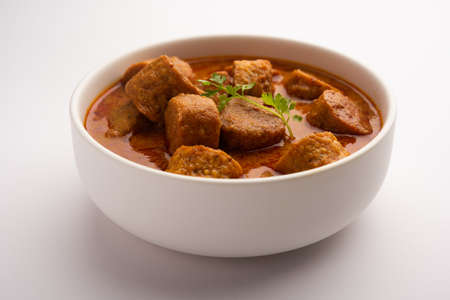 Besan Gatte Ki Sabzi or Gatta Curry Recipe, popular rajasthani menu for lunch or dinnerの写真素材