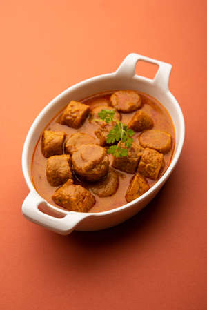 Besan Gatte Ki Sabzi or Gatta Curry Recipe, popular rajasthani menu for lunch or dinnerの写真素材