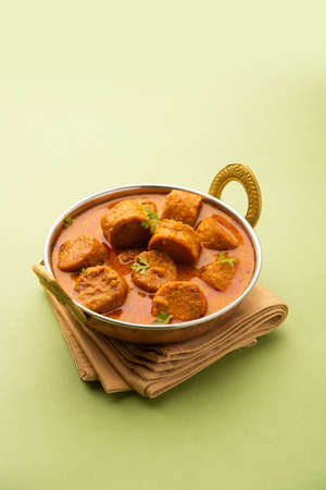 Besan Gatte Ki Sabzi or Gatta Curry Recipe, popular rajasthani menu for lunch or dinnerの写真素材